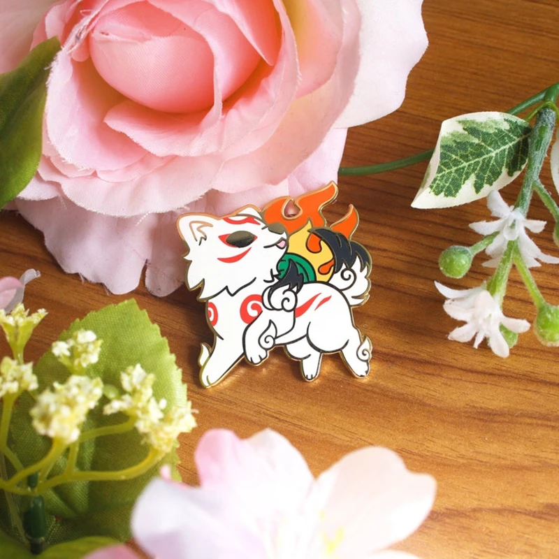 

Okami Amaterasu Sun Cute Wolf Ammako Aute Cartoon Enamel Pin Badge Brooch Backpack Collar Pin Party Jewelry Decorate DIY Brooch