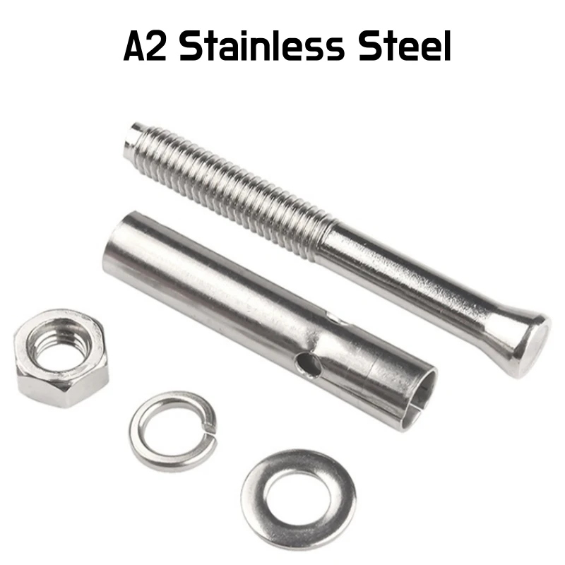 Description Picture 3 of item304 Stainless Steel Heavy Duty Expansion Bolt Anchor Sleeve Concrete Anchor Bolt Link Rod Wall Fastener Nail M6M8M10M12M14M16M20