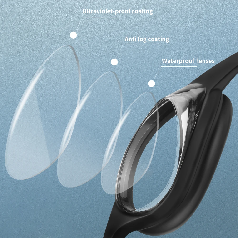 Professional Adult Anti-Fog Swim Goggles with HD Wide-Angle PC Lens Adjustable Waterproof Swimming Glasses