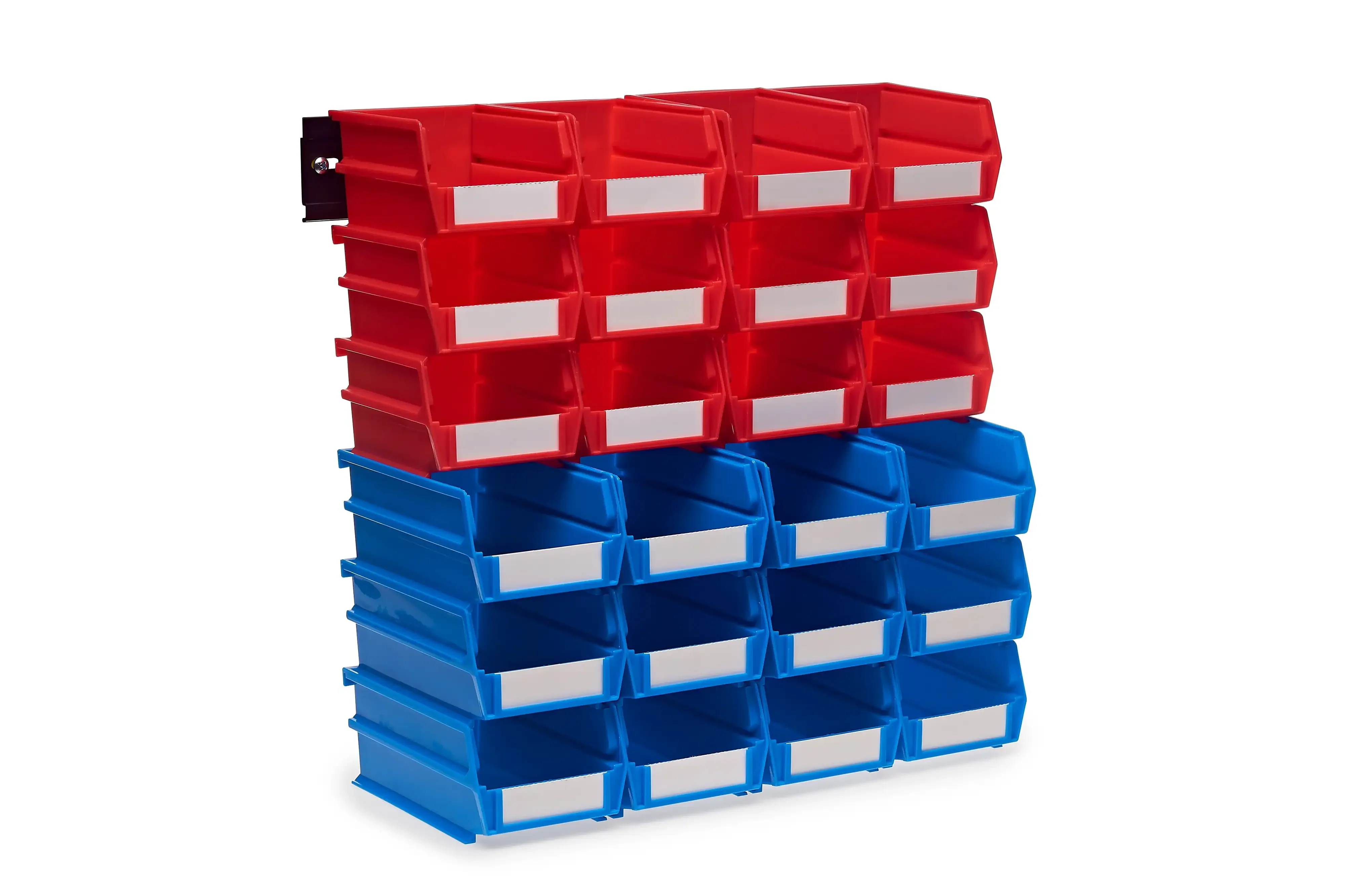 

Triton Products LocBin 26-Piece Wall Storage Unit with (12) 5-3/8"L x 4-1/8"W x 3"H Red & (12) 7-3/8"L x 4-1/8"W , 3"H Blue B