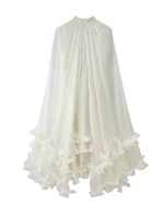 New women's fashionable and versatile black fungus lotus leaf side length dress with patchwork flowing cape skirt - Image 2
