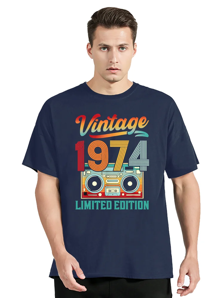 Geboren in Vintage 1974 limitierte Auflage Kassette T-Shirt Sommer mode lässige Herren bekleidung übergroße T-Shirt Tops Baumwolle T-Shirt – Detail 22