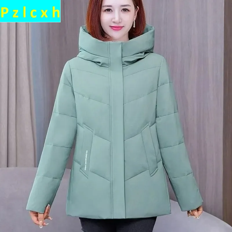 Women 2023 New White Duck Down Jacket Winter Coat Female Fashion Hooded Parkas Loose Large Size Outwear Warm Thick Overcoat 2021 new winter women coat thick warm large real fur 90% white duck down parka female hooded puffer jacket with belt