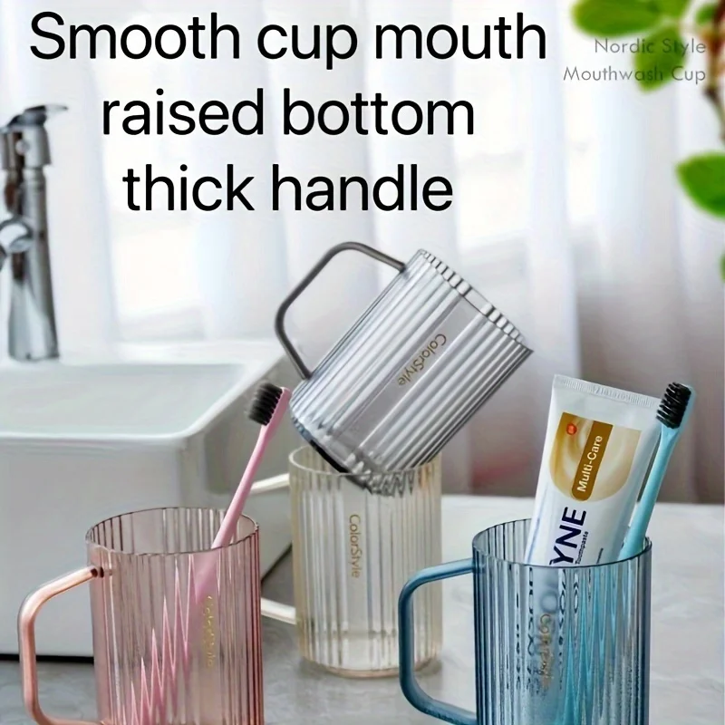 1 bicchiere per spazzolino da denti semplice e minimalista, in tinta unita, per collutorio, ideale per uso domestico. Bicchiere in plastica con manico, perfetto per gargarismi e bagno._voghion.com