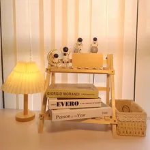  Double Layer Adjustable Wooden Bookshelf Stationery Organizer Shelves Flower Pot Rack Kitchen Cabinet Storage Holders Spice Rack 