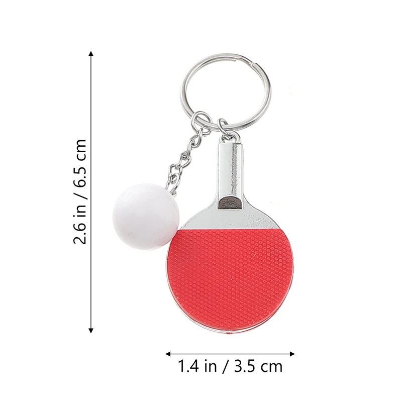 12Pcs Ping Pong Keychains Table Tennis Keychain Mini Ping Pong Keyrings Table Tennis Racket Sports Keyring for Bags Backpack