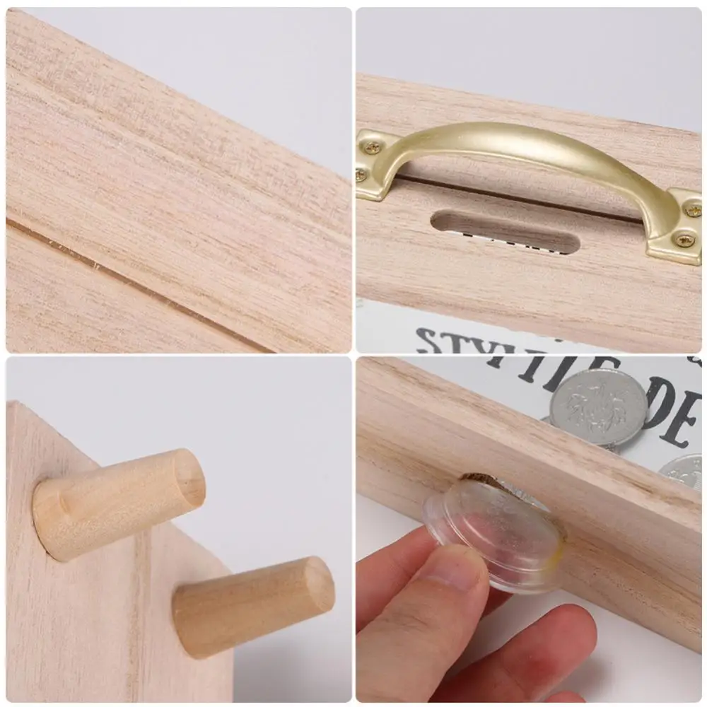 Wooden Money Coin Box Storage Saving Pot Piggy Bank Bedroom Desk Ornament Decor Children Gifts Jar Coins Storage Box Home Decor 4
