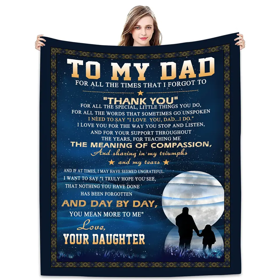 Coperta Morbida In Microfibra Per Papà - Regalo Festa Del Papà, Compleanno, Natale - 127 X 152 Cm Con Frasetta