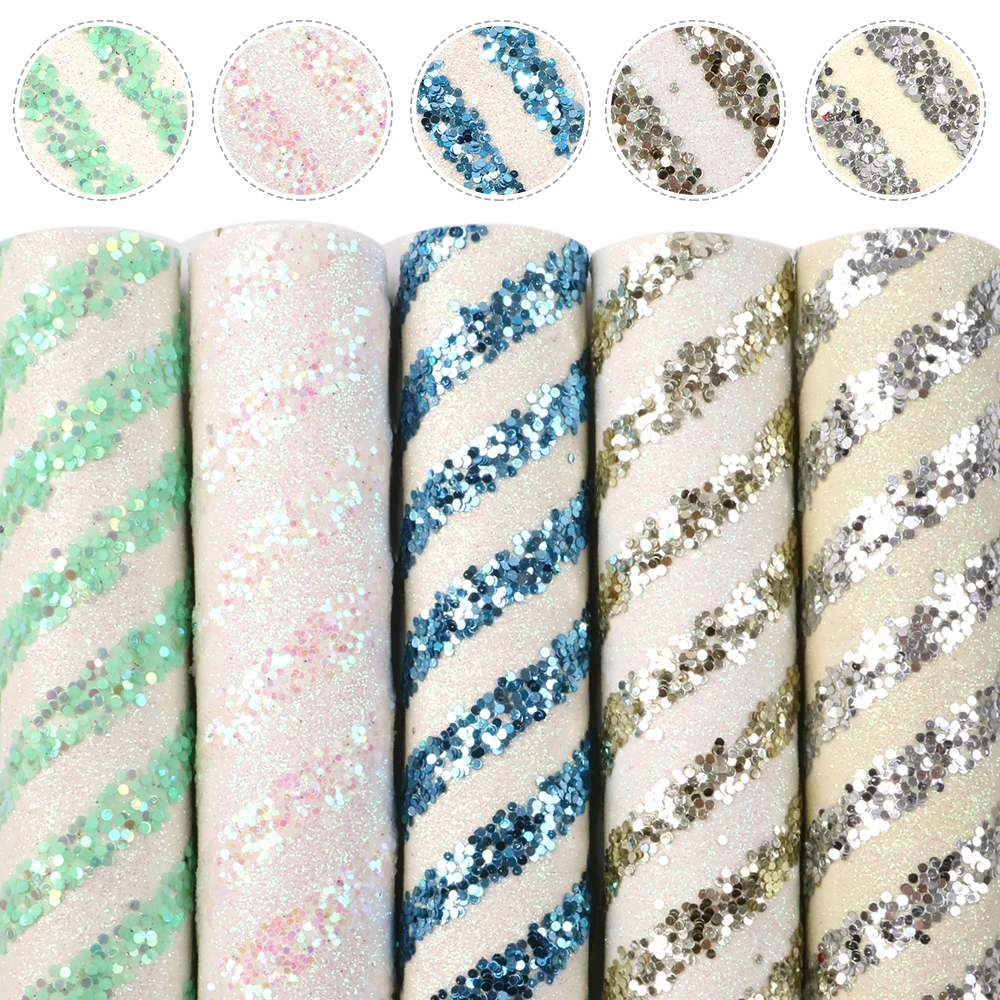 A5 Size 5-8pcs/lot Chunky Glitter Faux Leather Sheets Solid Color Synthetic Leather Fabric Set DIY Earrings Bows Craft,1Yc15424