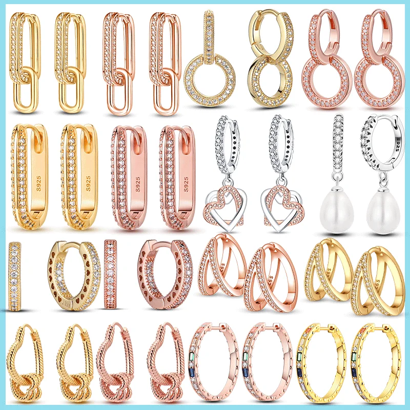 285248-c963ef.jpg Sfaa956052ed94437ad042e62cb74112du 100% 925 Sterling Silver Rose Gold Heart Geometric Pave CZ Hoop Earrings for Women Wedding Engagement Birthday Jewelry Gift Mallzona