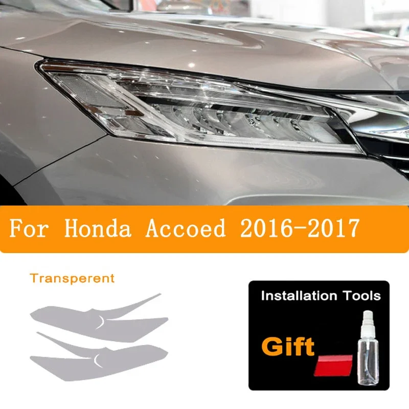 혼다 어코드 2016 2017 2018 2019 2020, 스모크 블랙 투명 TPU 보호 스티커, 자동차 헤드라이트 보호 틴트 필름, 2 개