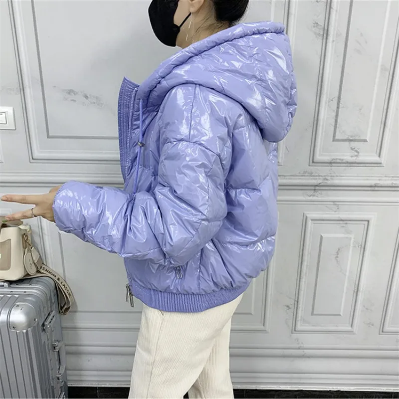 

Down jacket women's short 2023 new loose thickened loose jacket wash free bright white duck down jacket women