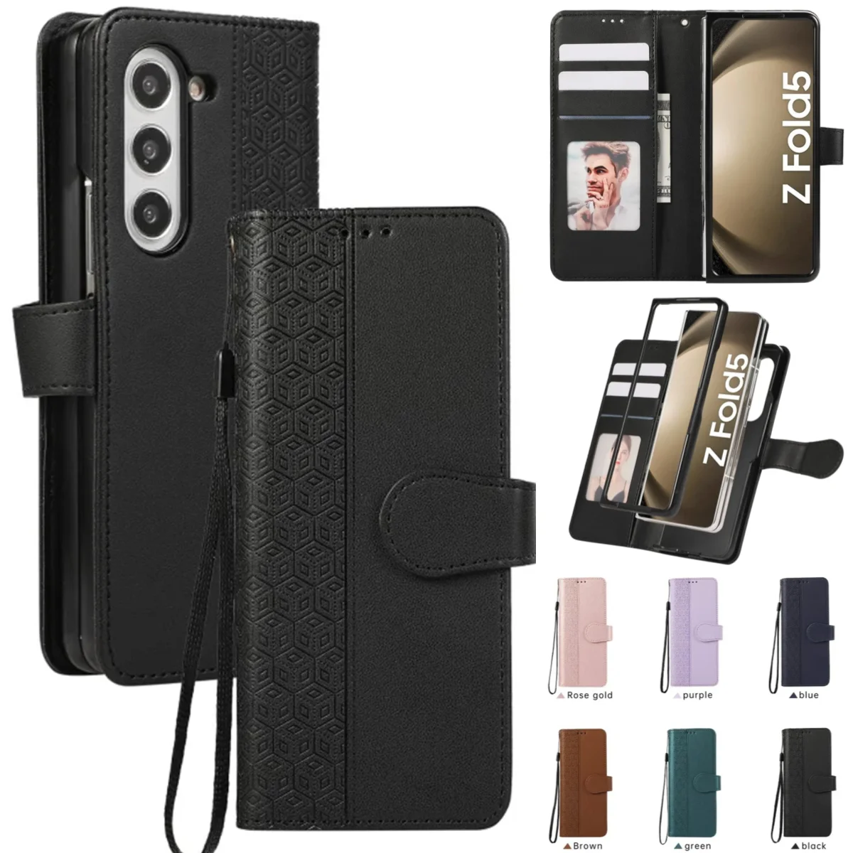 Leather Flip Wallet Phone Case with Card Holder - Protective Cover