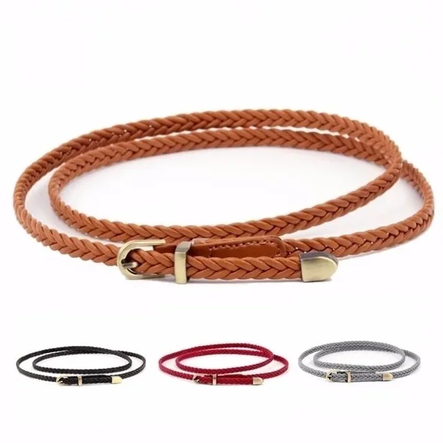 New 8 Colors Belt for Choose Casual Women Party Thin Pin Buckle Woven Braided Belt Waist Strap Waistband 3