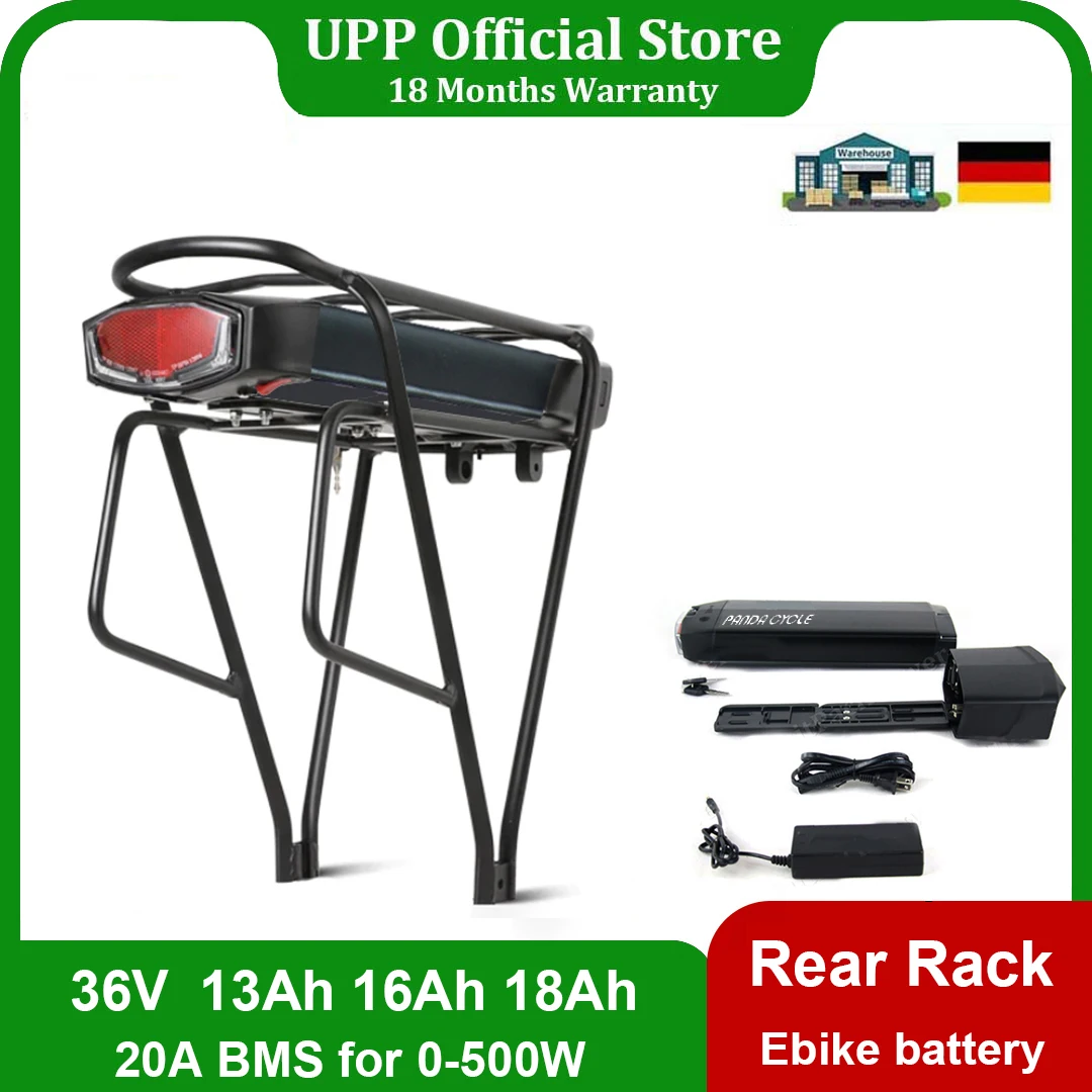 EbikeBattery36V18Ah175Ah13AH15HRearRackElectricBicycle