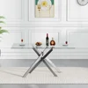 5 Piece Glass Dining Table Set, 51" Rectangular Glass Table and 4 Velvet Upholstered Chairs, Glass Dining Table Set for 4 4
