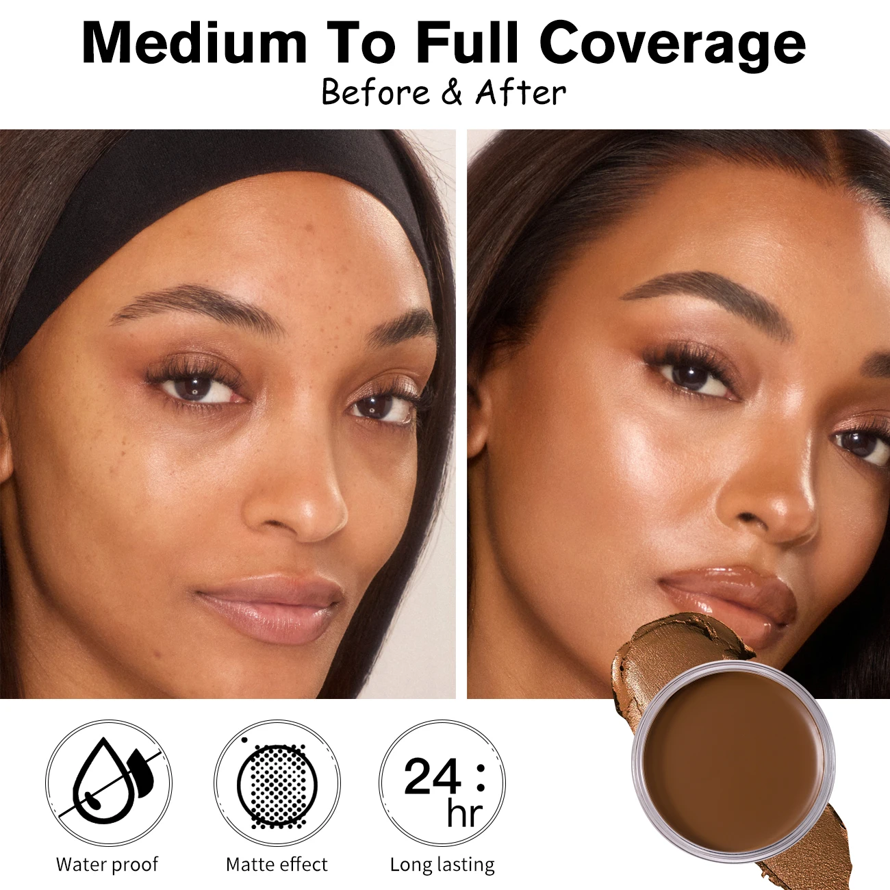 Waterproof Foundation For Dark Skin 0.7oz Cream Bronzer