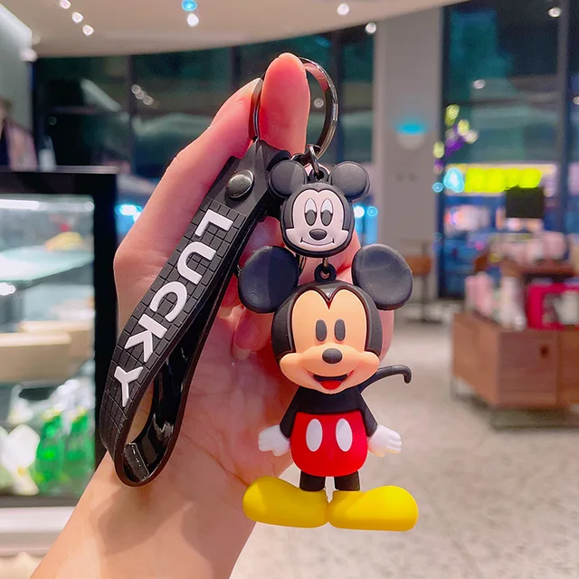 Mickey Minnie Keychain,2 Pieces Pocket Anime Cartoon Car Keychain, Girl Boy  Souvenir Gift Toy Personalized Keyring Kids Key Pendant