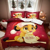 Housse de couette Lion King Simba, ensemble de literie Lion de dessin animé, housse de couette en microfibre avec fermeture éclair et taie d'oreiller 2 pièces 4