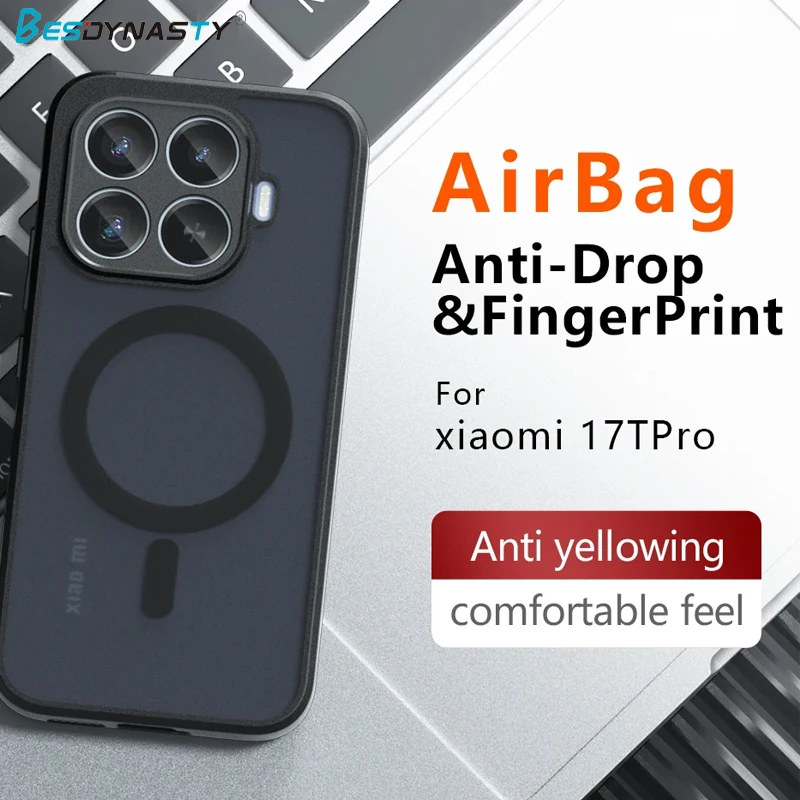 Magnetic Wireless Charging Shockproof Matte Phone Case with Hard Back Cover