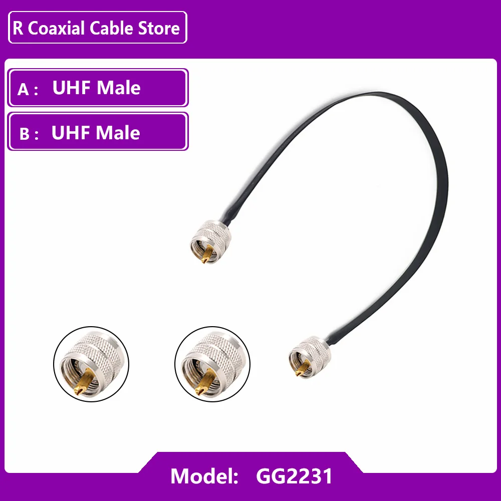 Плоский радиочастотный коаксиальный кабель SO239 UHF Female к PL259 Male 50 Ohm RF Coax Pigtail Удлинительный шнур