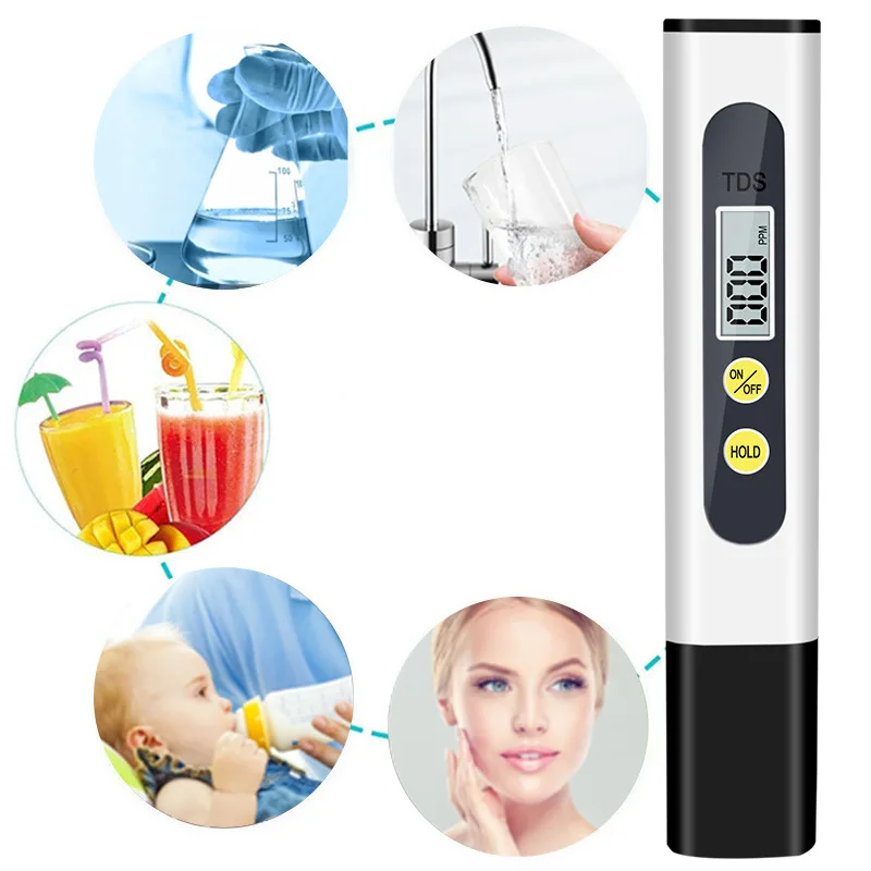 Water Tester TDS Meter Digital 0-9990ppm Drinking Water Quality Analyzer Monitor Filter Rapid Test Aquarium Hydroponics Pools