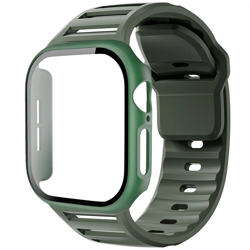 Sport Silicone Strap with Glass and PC Case