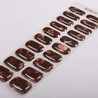 Autocollants pour ongles en gel semi-durci à effet marbré dégradé, 20 embouts, autocollants pour ongles en gel ambre, autocollants pour manucure en gel longue durée, décoration 5