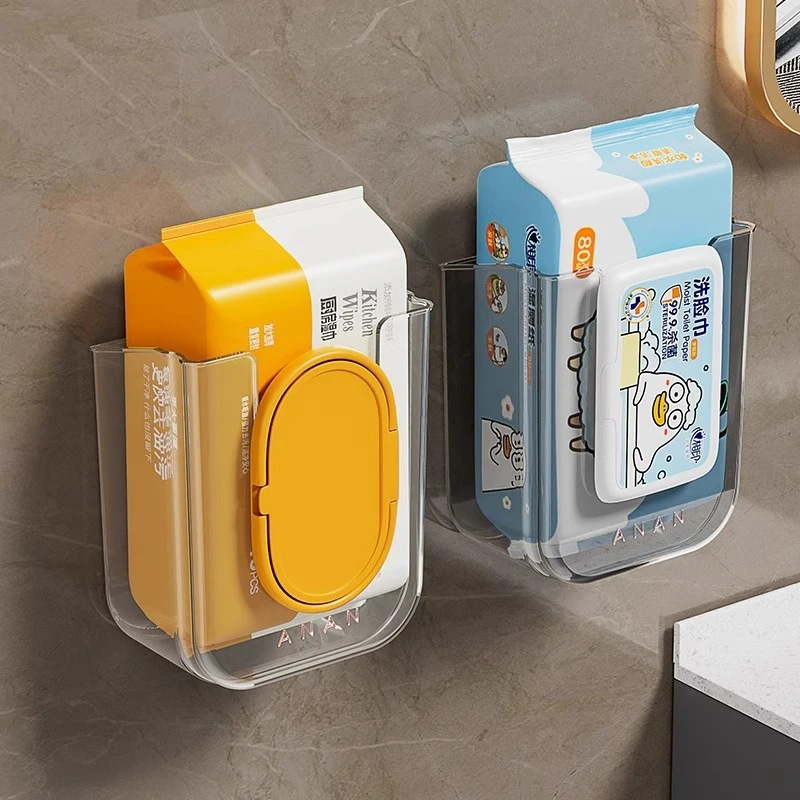 Wet Wipe Box Wall Mounted Wipe Tissue Organiser Box Self-Adhesive Paper Towel Dispenser For Kitchen Bathroom