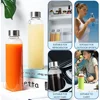 280ml/360ml/550ml Glass Water Bottle High Temperature Resistant Sport Bottle with Protective Bag BPA Free Travel Drink Bottle 5