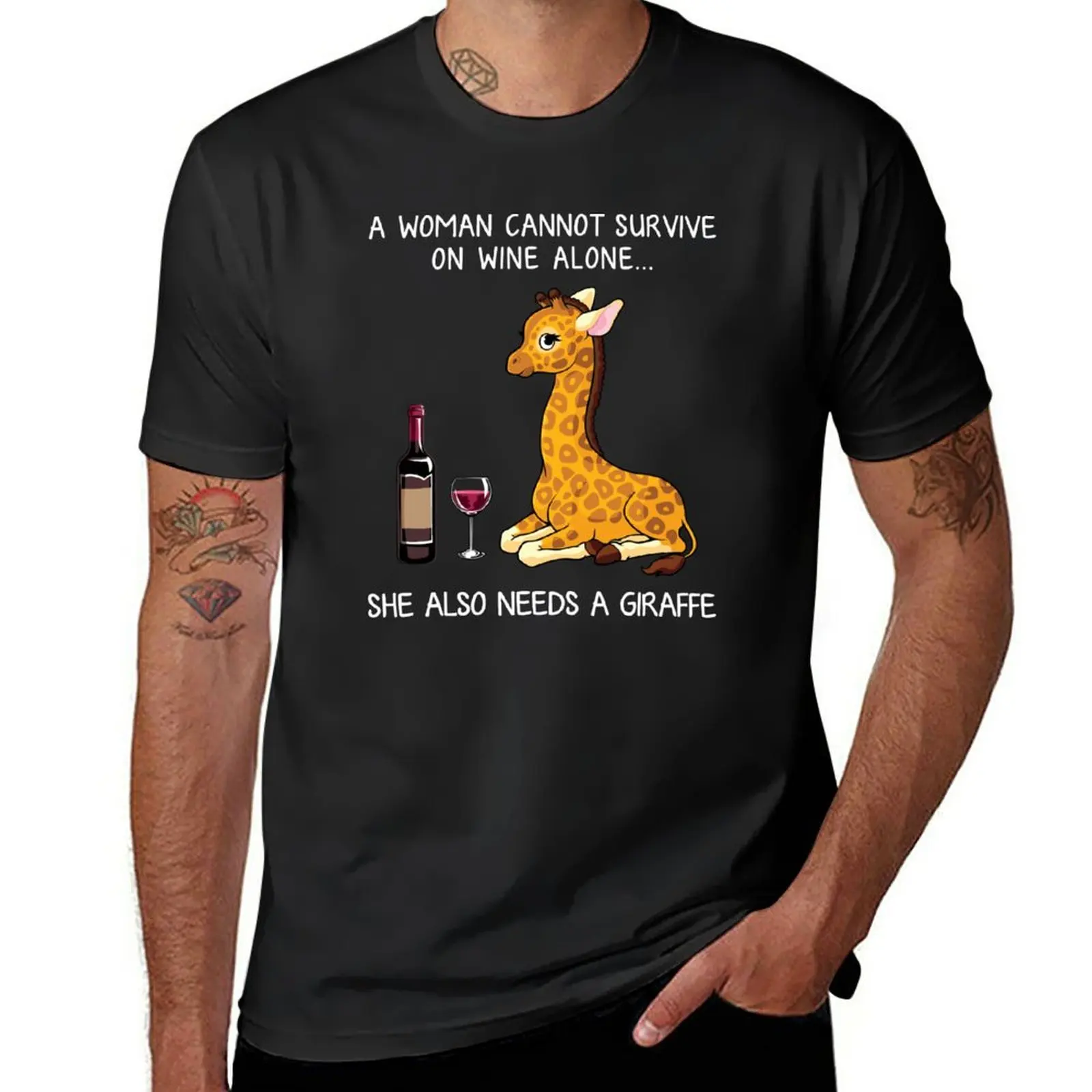 

New Funny Giraffe and wine T-Shirt oversized t shirts korean fashion summer tops sweat shirts, men