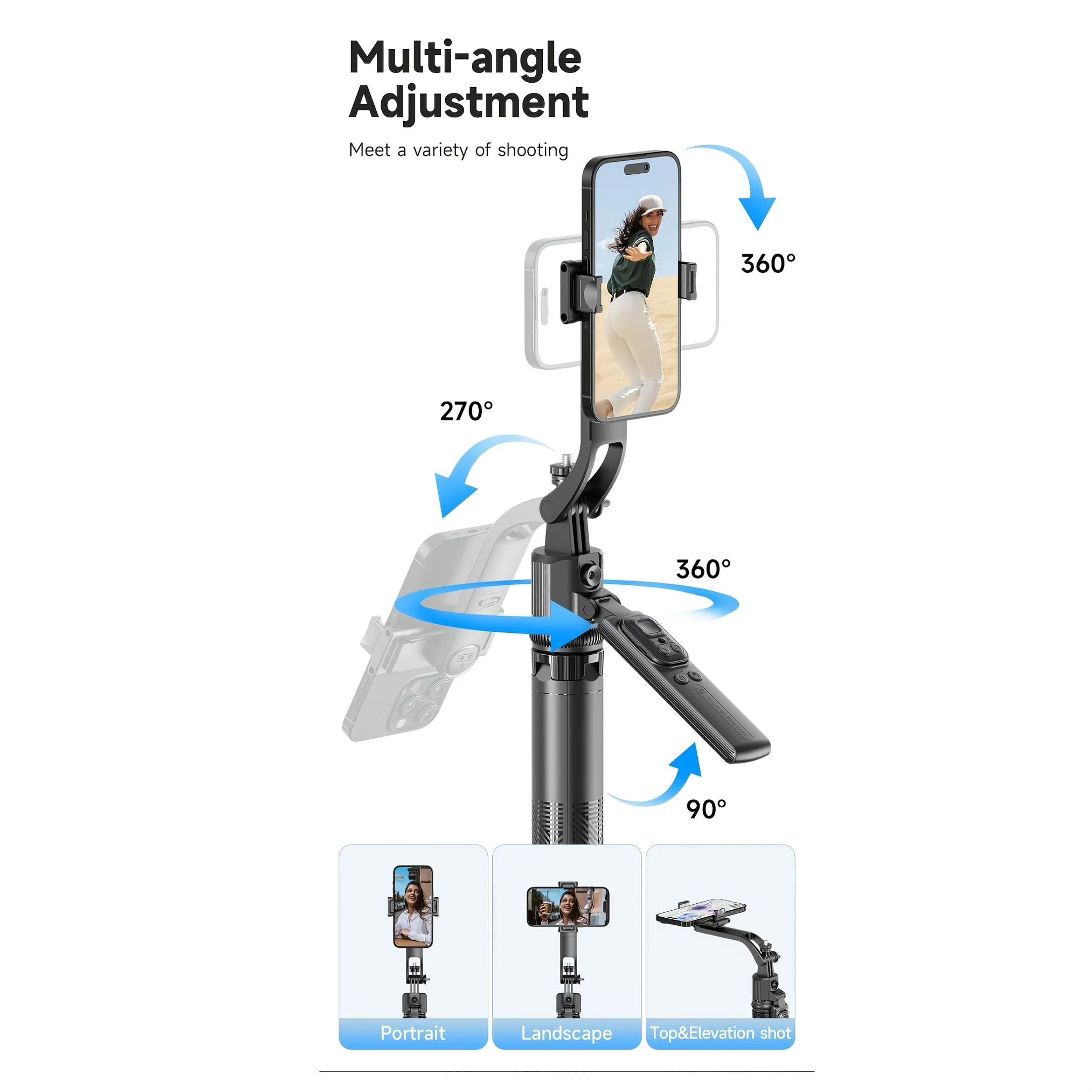 C17 Auto Face Tracking Tripod 1.63m Extendable Auto Face Tracking Selfie Stick Tripod for Video Vlog Live Stream