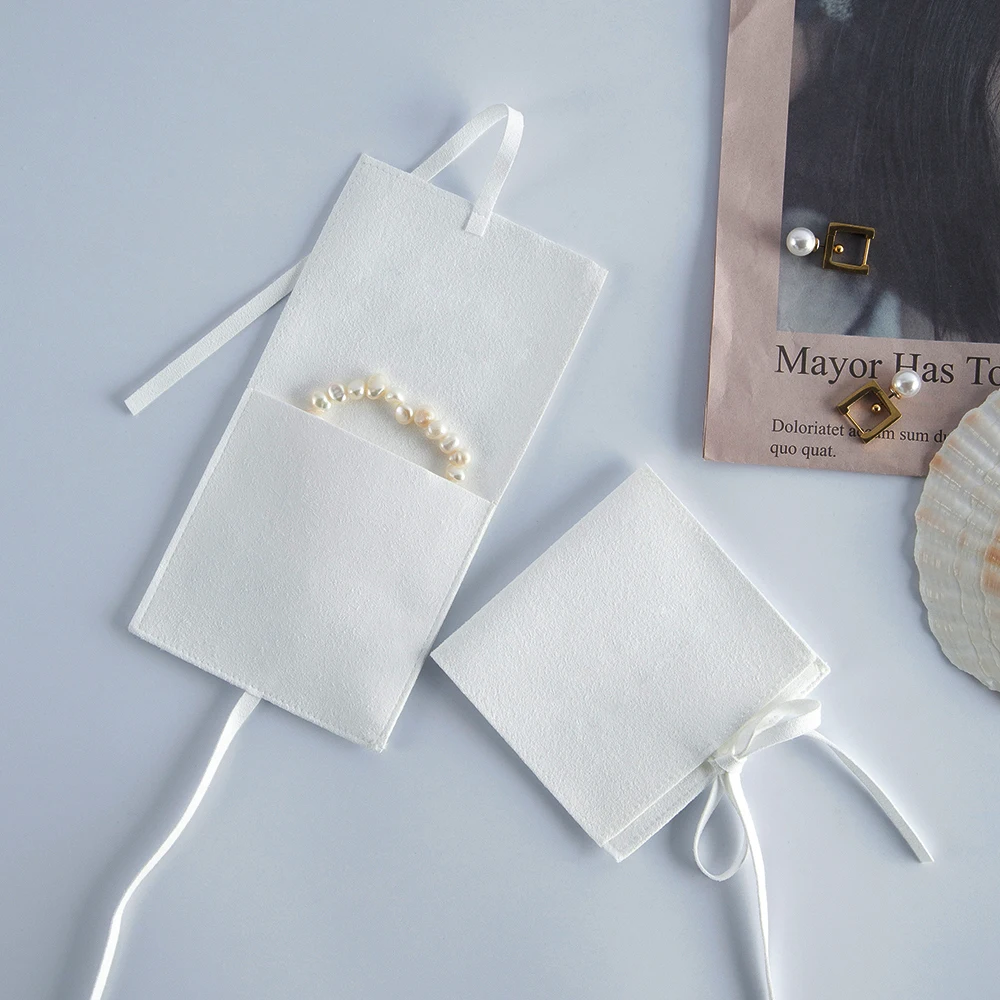 Jewelry Pouches White Microfiber Small Jewellry Bag Party Wedding Christmas Gift Organizer Packaging bag For Bracelet Ring Tarot