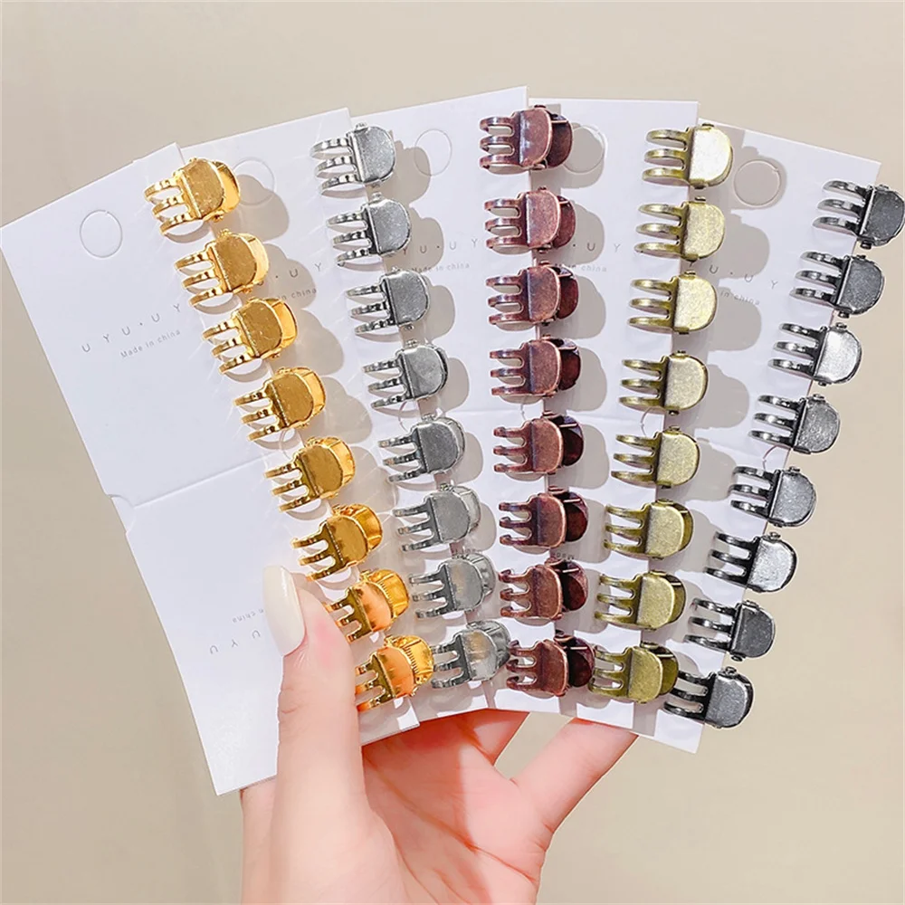 5 Teile/satz Frauen Vintage Gold Silber Bronze Kleine Metall Haar Klaue Stirnband Süße Mini Haar Clips Haarnadeln Mode Haar Zubehör – Detail 1