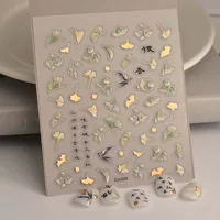 Ginkgo Leaf 5D Nail Stickers Nail Art Slider Nail Art Accessories Sticker 2