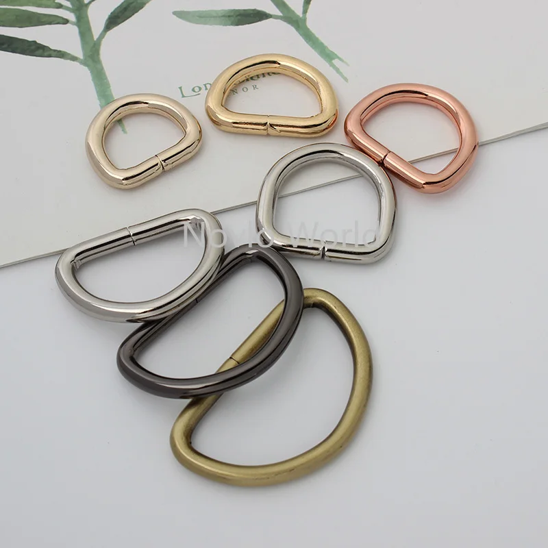 50 pieces 7 sizes 4.0mm wire 16-20-25-32-38mm rose gold Non-welded D ring for suitcase round edge d ring purse accessories