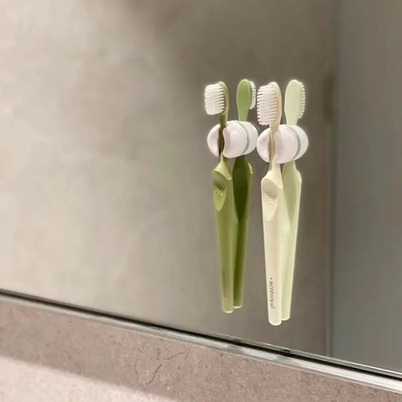 Simple Silicon Toothbrush Holder 2/4Pcs With Suction Cup Wall Mounted Tooth Brush Storage Organizer Rack Bathroom Accessories