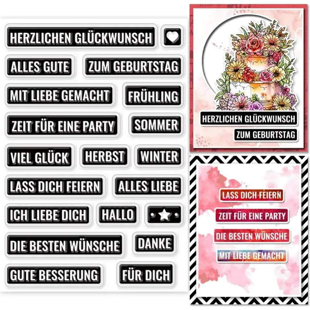 Sprüche Deutscher transparenter Stempel Geburtstagsstempel für DIY Scrapbooking Deutsch Feiern Silikon klarer Stempel transparente Stempel Siegel