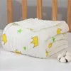 Kids Muslin Cotton Sleeping Blanket Bath Towel 110x110cm Strong Water Absorption 6 Layers Baby Breathable Bedding Muslin Blanket 4