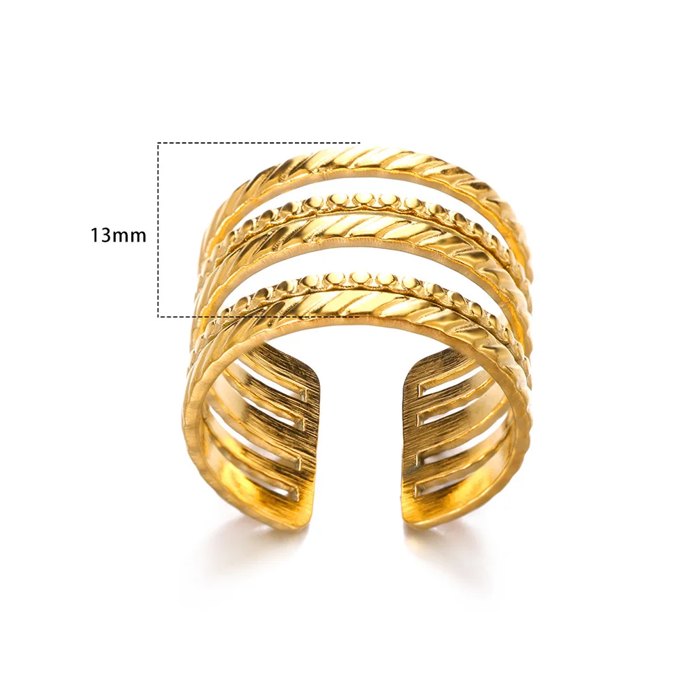 316L Edelstahl Ringe Für Frauen Geometrische Herz Breiten Ring Einstellbare Offenen Ring Mode Schmuck Valentinstag Geschenk – Detail 28