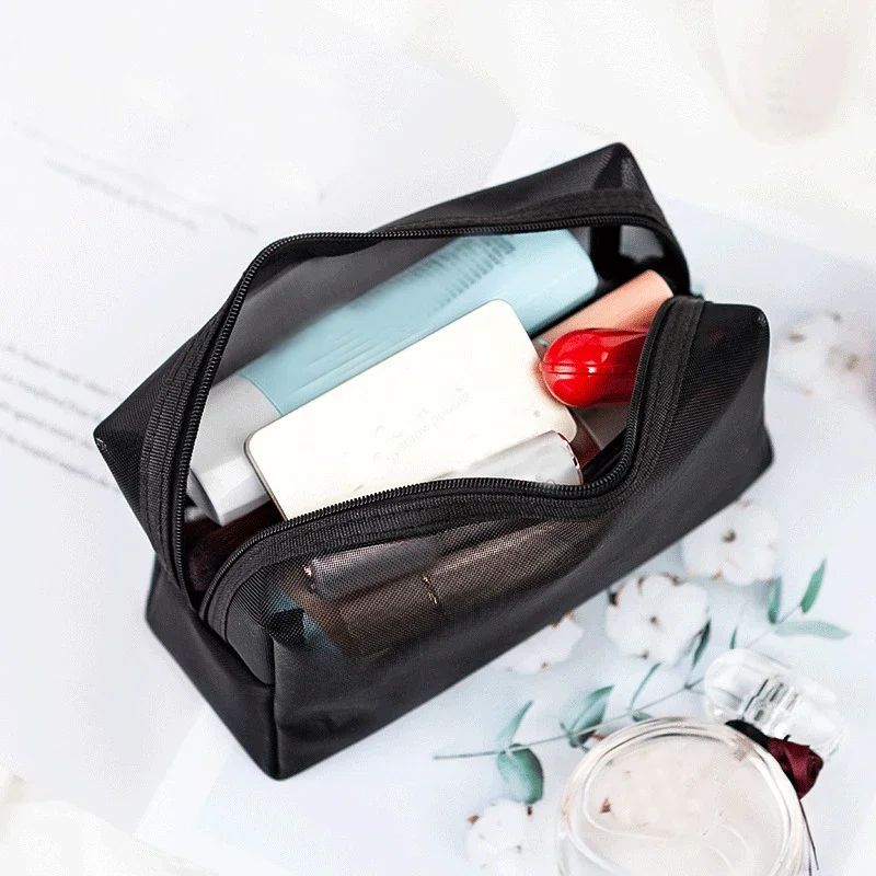 Makeup Organizer Cosmetic Bag Cosmetic Storage Bag Toiletry Bag Makeup Bag Cosmetic Case Portable Mesh Transparent Cosmetic Bag Makeup Case Women Travel Zipper Make Up Organizer Wash Toiletry Beauty Storage Bag Pouch