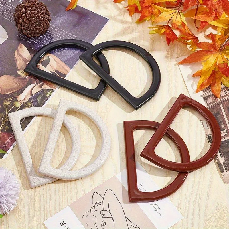 6pcs D-Shaped Imitation Wood Bag Handles, 3 Colors, Replacement Accessories for Handbags, , DIY Craft Supplies