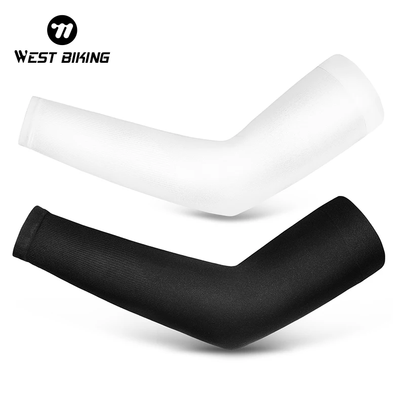 WEST BIKING Ice Silk Cyclig Sleeves Breathable Sun Protection Men Women Sports Arm Cover Fitness Running Fishing Cool Sleeves