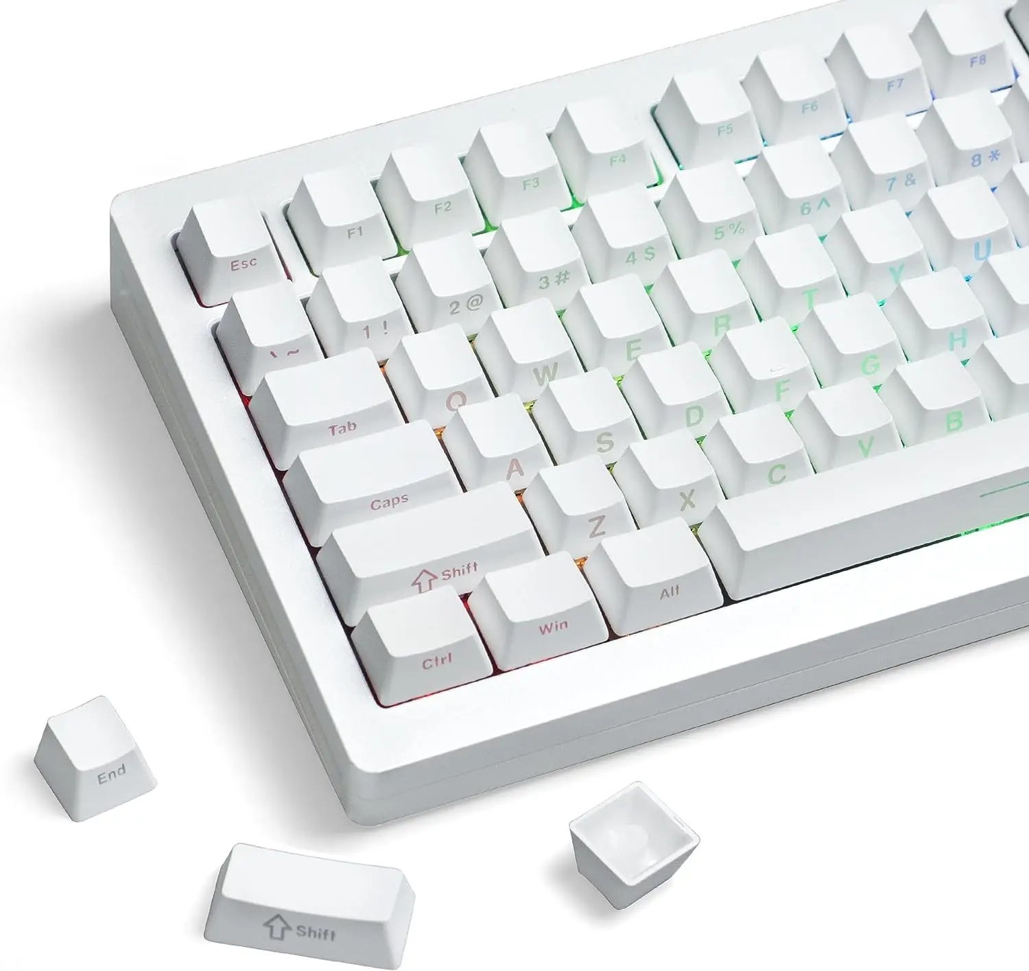 Perfil Pbt Keycap do Oem Lado Branco Impresso Keycap Brilho Dobro do Tiro Através de Keycaps 136 Chaves para Interruptores do mx Teclados Mecânicos - Imagem 6