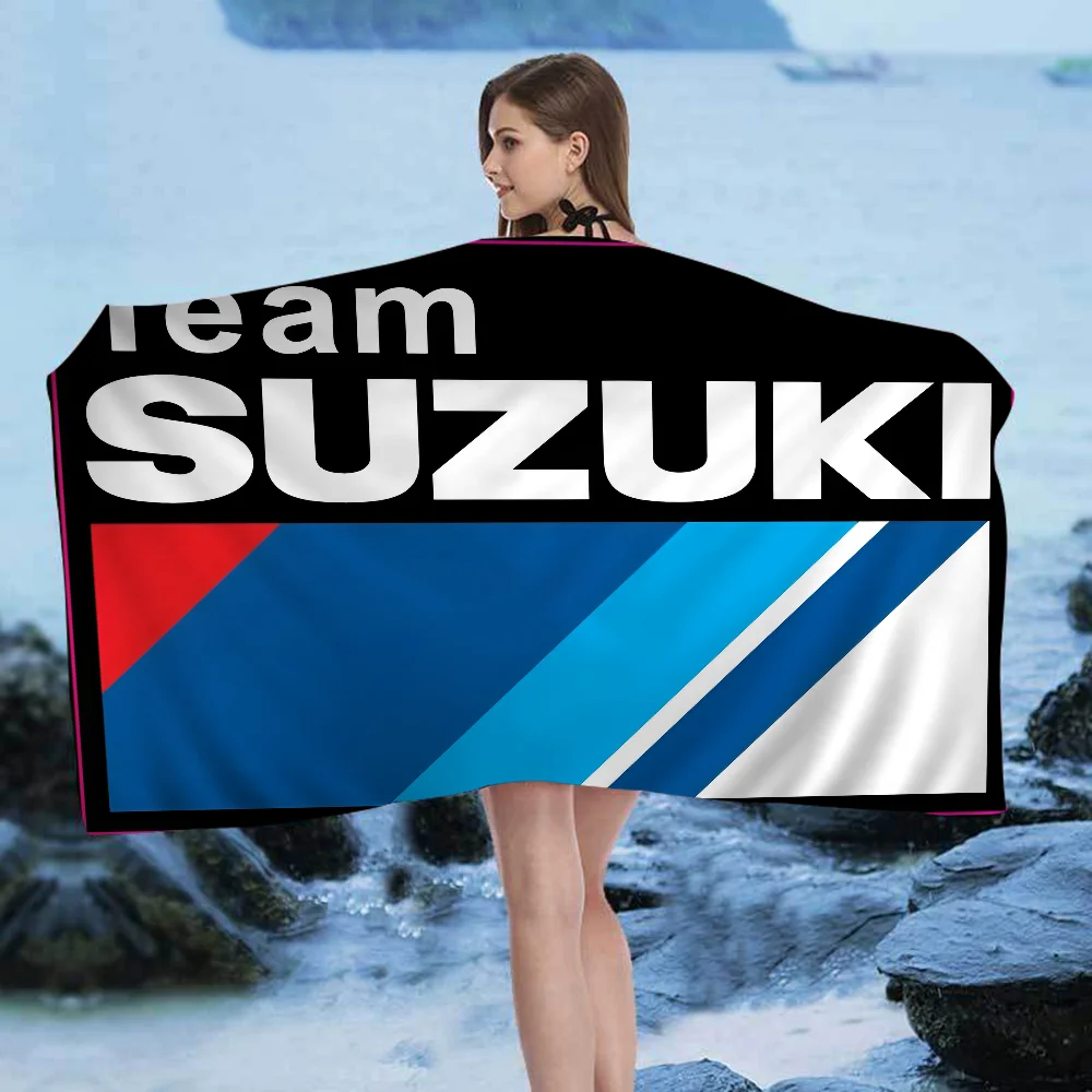S-Suzuki logo Microfiber Blanket Quick Drying Beach Towels Oversized Printing Super Absorbent Pool Towel Blanket 3