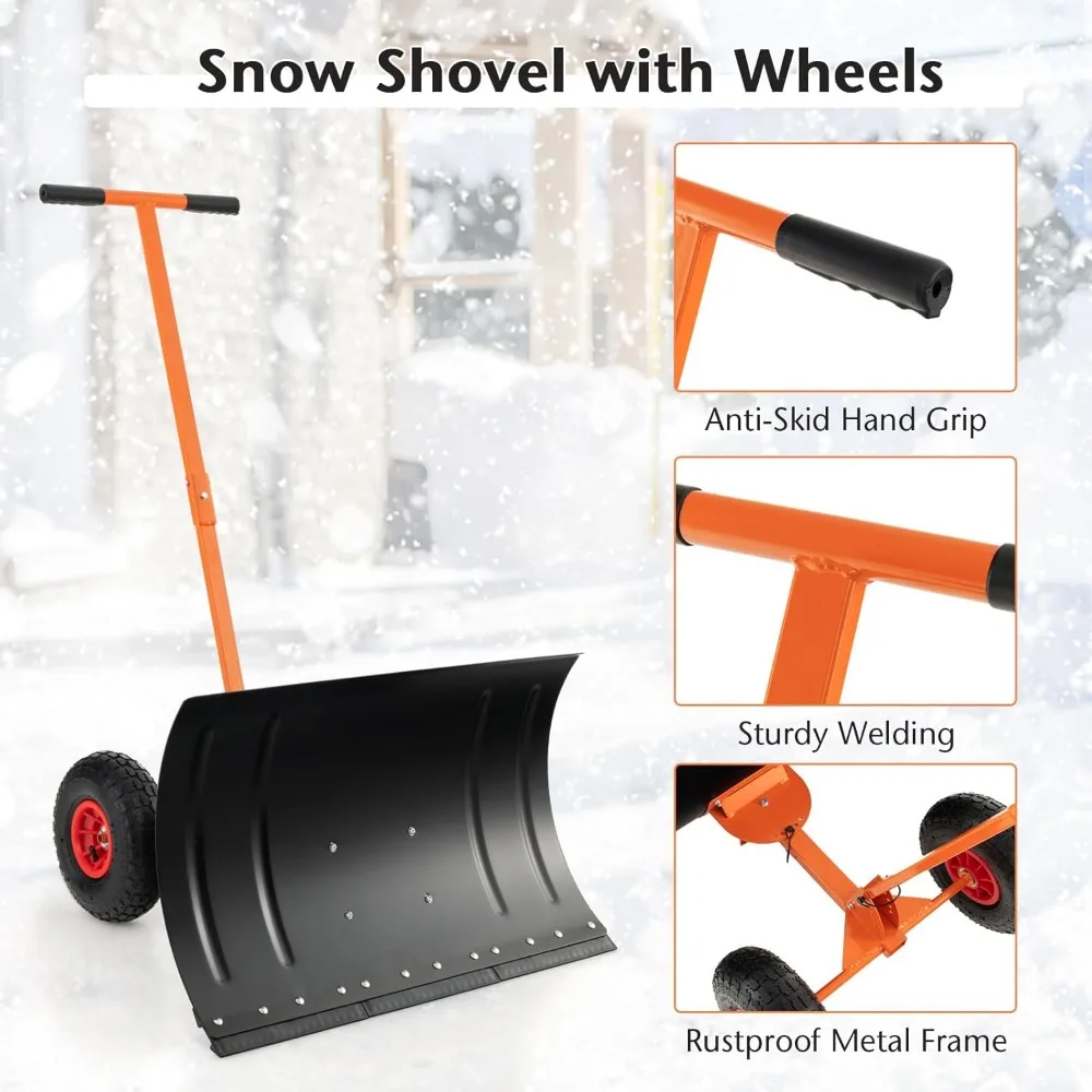 29" Wheeled Snow Shovel with Adjustable Handle 4