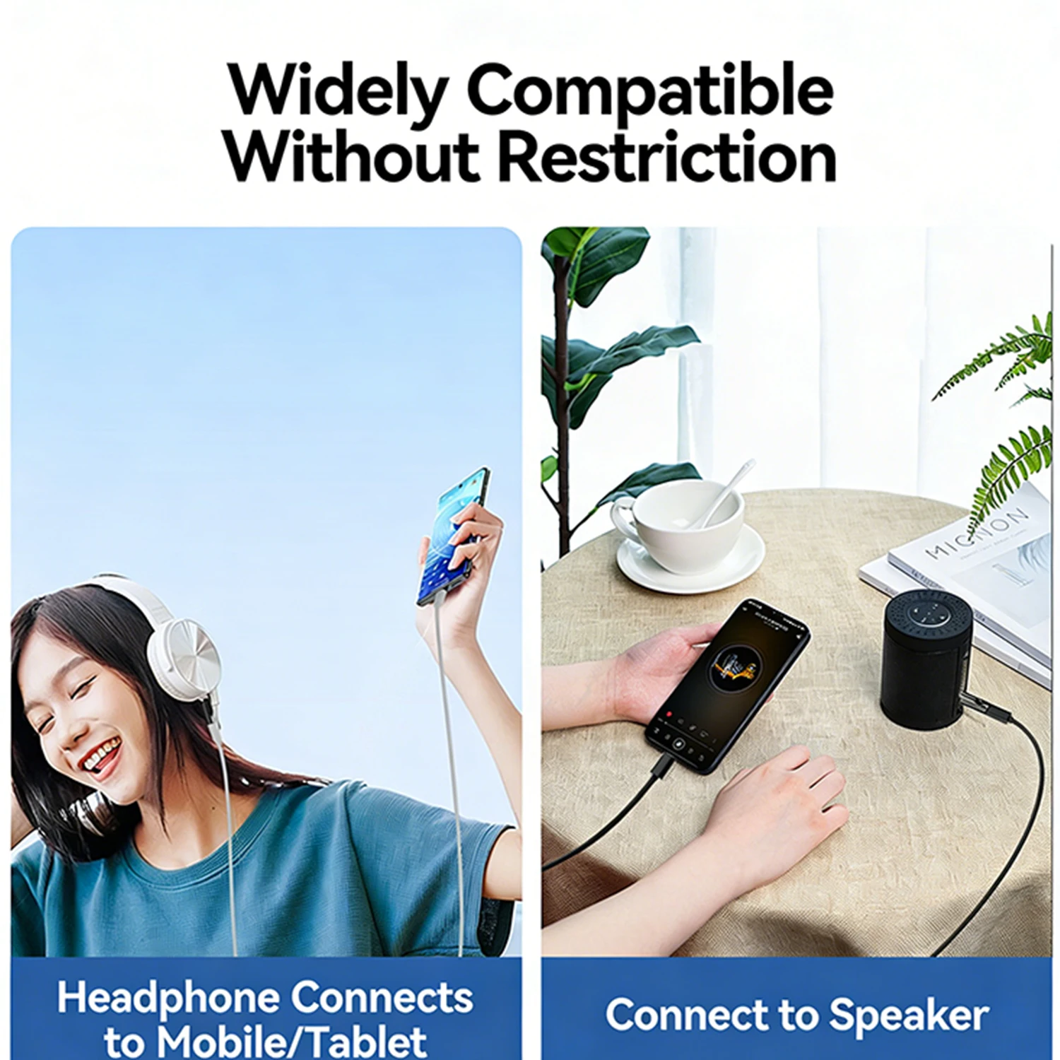 USB C-3.5mm 오디오 어댑터, Type-C 암-3.5mm 수/암 헤드폰 잭 변환기, 노트북, 헤드셋, 스피커용