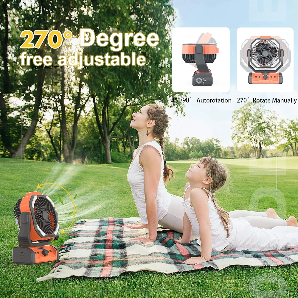 Portable Rechargeable Camping Fan -  Ceiling Fan with Light and Remote Control