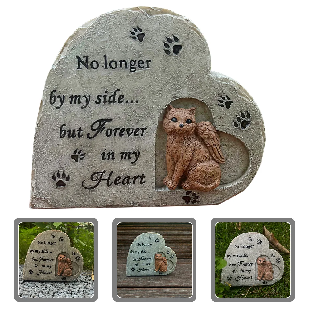 

Garden Cat Memorial Stone Ornament Pet Tribute Statue Animal Statute Ornament