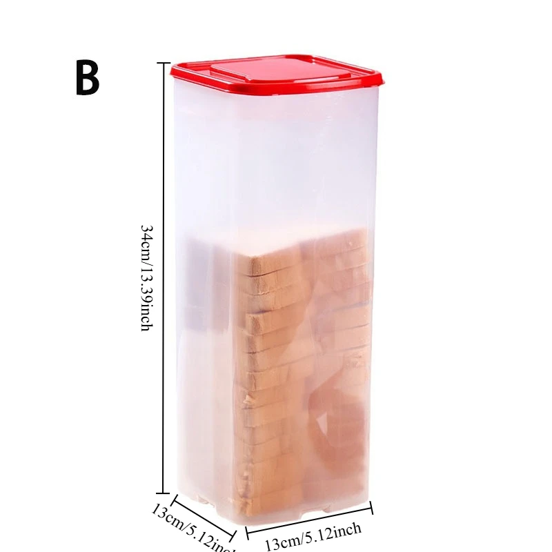 קופסת לחם פלסטיק עם מכסה ואריזה, קופסת אחסון לחם, קופסת אחסון לחם סנדוויץ', קופסת אחסון פסטה, צנצנת מולטיגריין